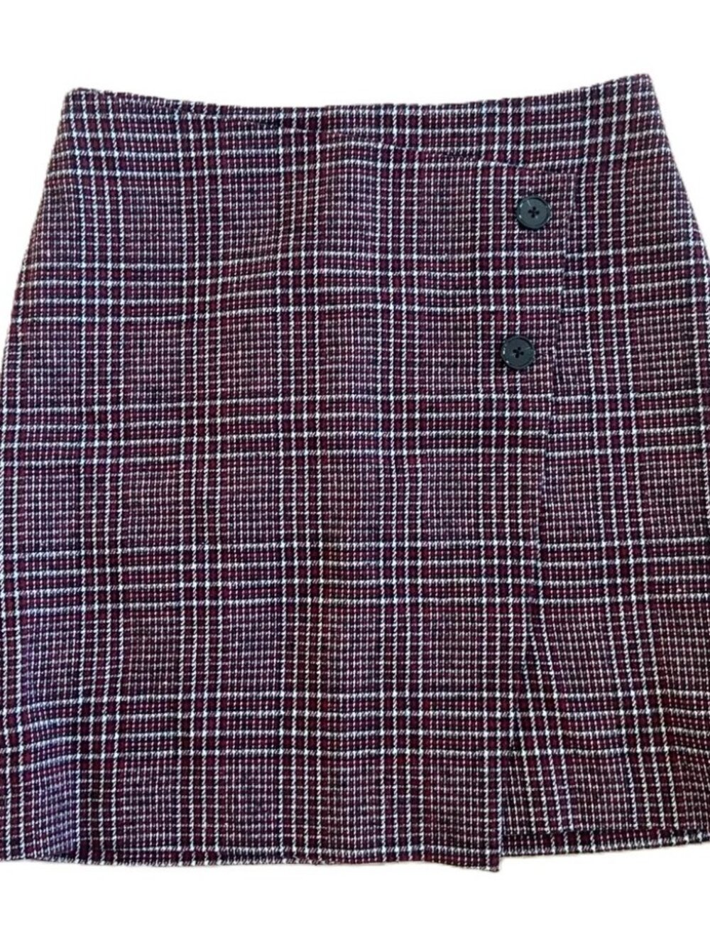 Simons CONTEMPORAINE Red Glen Check Mini Skirt Size 8 Wool Blend Plaid Lined EUC